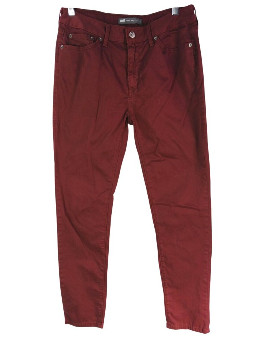 Levis Womens Hi Rise Skinny Red Burgundy Pants W30 L32 Cotton Stretch Indie BTS